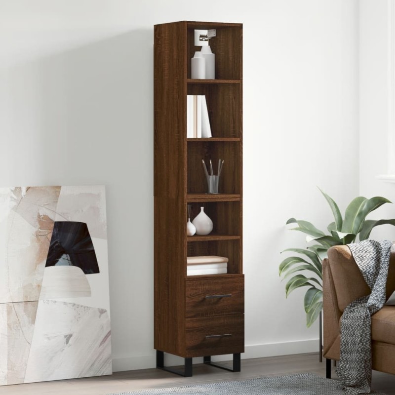 vidaXL Credenza Rovere Marrone 34,5x34x180 cm in Legno Multistrato vidaXL Credenza Rovere Marrone 34,5x34x180 cm in Legno Multistrato