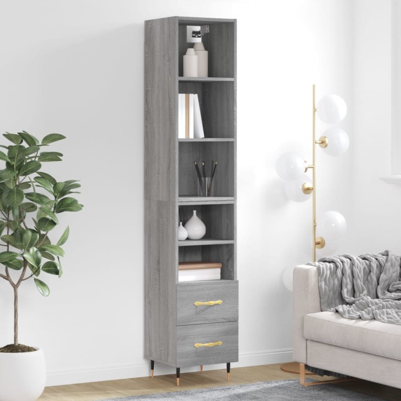 vidaXL Credenza Grigio Sonoma 34,5x34x180 cm in Legno Multistrato vidaXL Credenza Grigio Sonoma 34,5x34x180 cm in Legno Multistrato