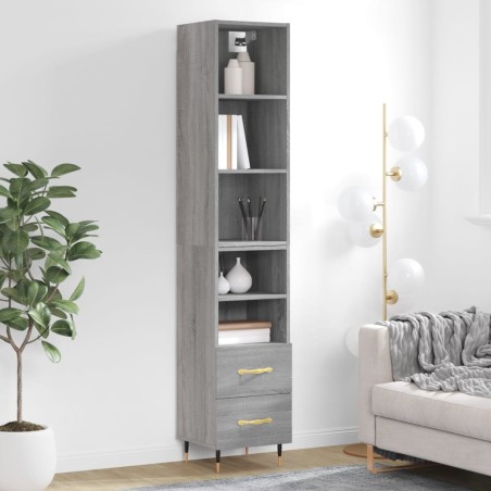vidaXL Credenza Grigio Sonoma 34,5x34x180 cm in Legno Multistrato