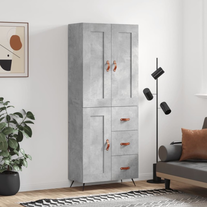 vidaXL Credenza Grigio Cemento 69,5x34x180 cm in Legno Multistrato vidaXL Credenza Grigio Cemento 69,5x34x180 cm in Legno Multistrato