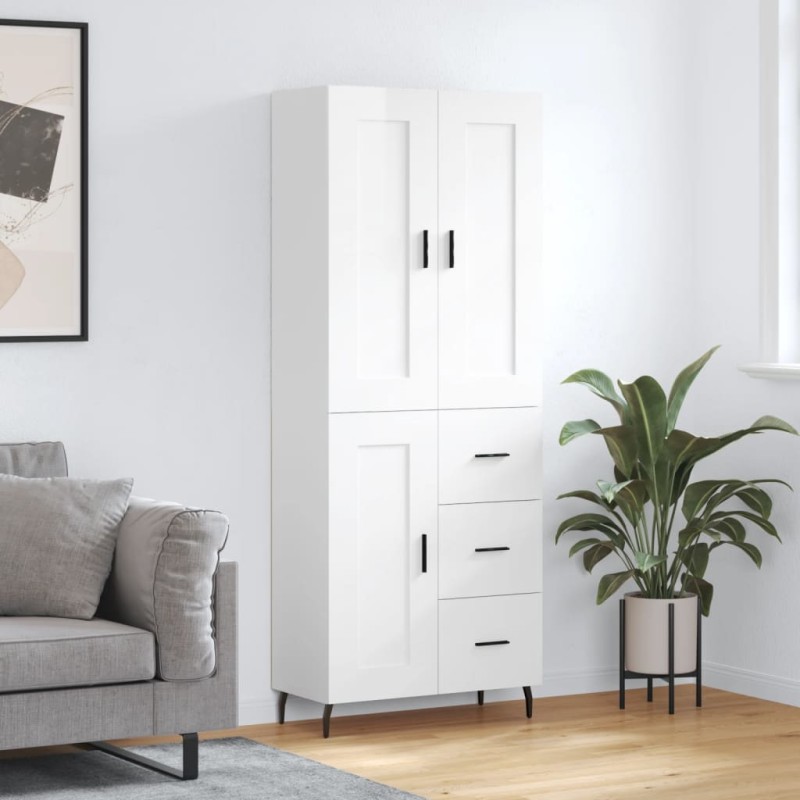 vidaXL Credenza Bianco Lucido 69,5x34x180 cm in Legno Multistrato vidaXL Credenza Bianco Lucido 69,5x34x180 cm in Legno Multistrato