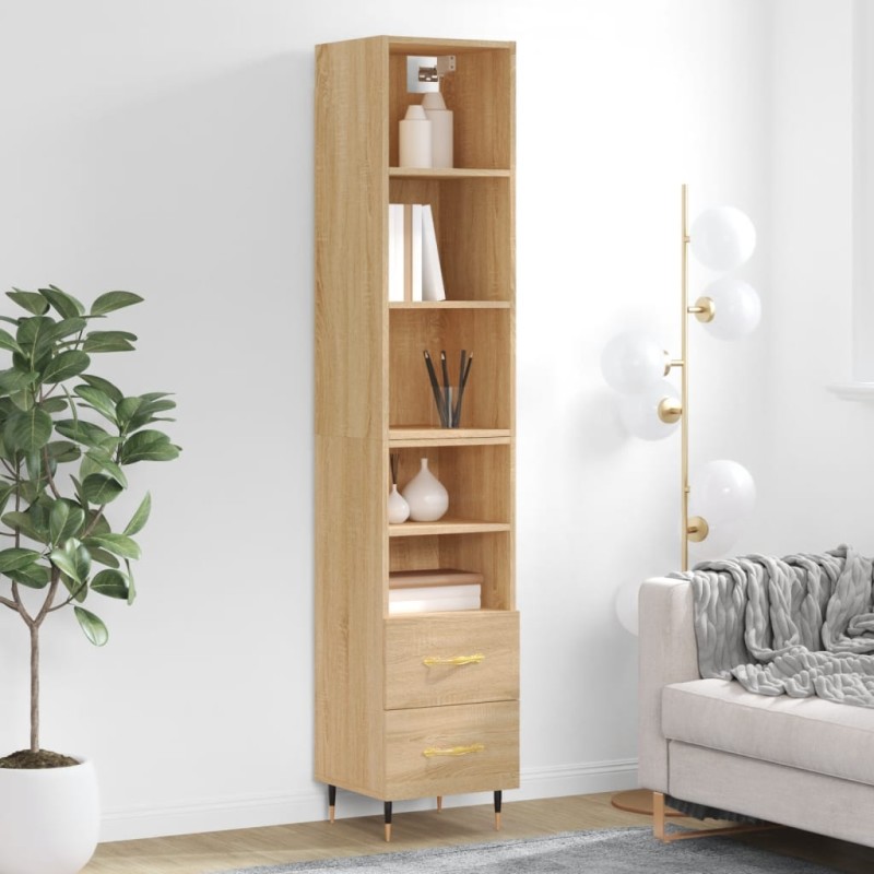 vidaXL Credenza Rovere Sonoma 34,5x34x180 cm in Legno Multistrato vidaXL Credenza Rovere Sonoma 34,5x34x180 cm in Legno Multistrato
