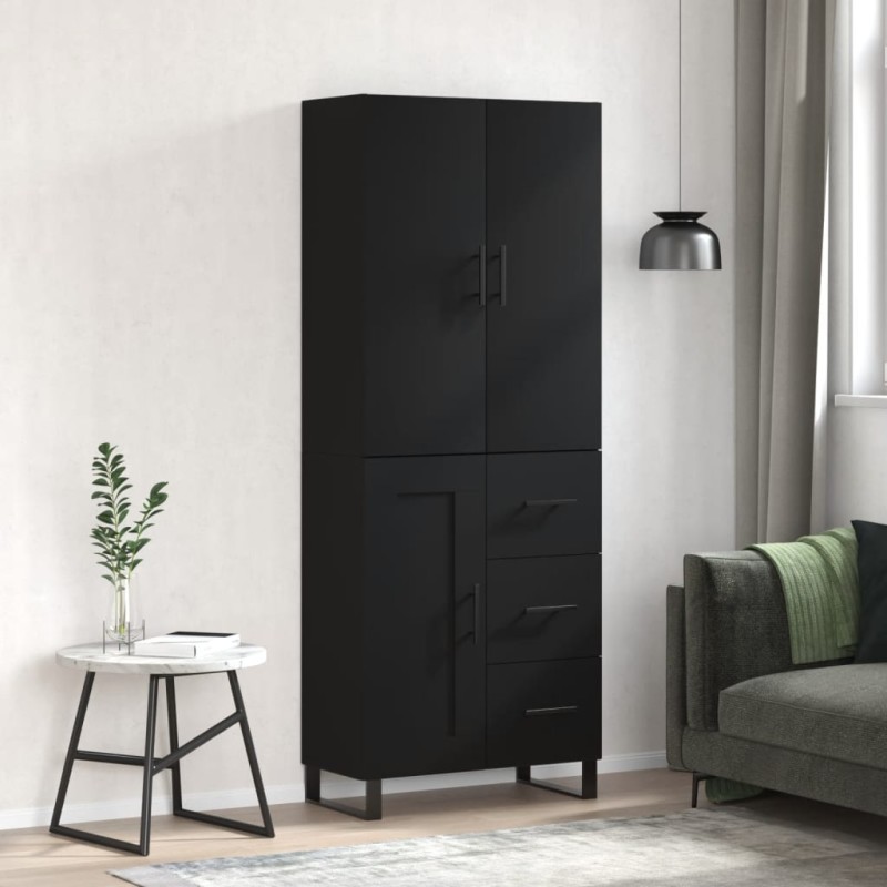 vidaXL Credenza Nera 69,5x34x180 cm in Legno Multistrato vidaXL Credenza Nera 69,5x34x180 cm in Legno Multistrato