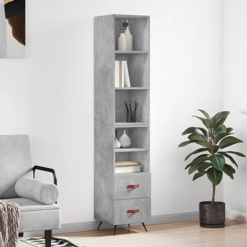 vidaXL Credenza Grigio Cemento 34,5x34x180 cm in Legno Multistrato vidaXL Credenza Grigio Cemento 34,5x34x180 cm in Legno Multistrato