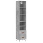 vidaXL Credenza Grigio Cemento 34,5x34x180 cm in Legno Multistrato vidaXL Credenza Grigio Cemento 34,5x34x180 cm in Legno Multistrato
