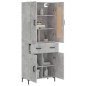 vidaXL Credenza Grigio Cemento 69,5x34x180 cm in Legno Multistrato vidaXL Credenza Grigio Cemento 69,5x34x180 cm in Legno Multistrato