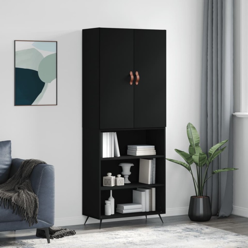 vidaXL Credenza Nera 69,5x34x180 cm in Legno Multistrato vidaXL Credenza Nera 69,5x34x180 cm in Legno Multistrato