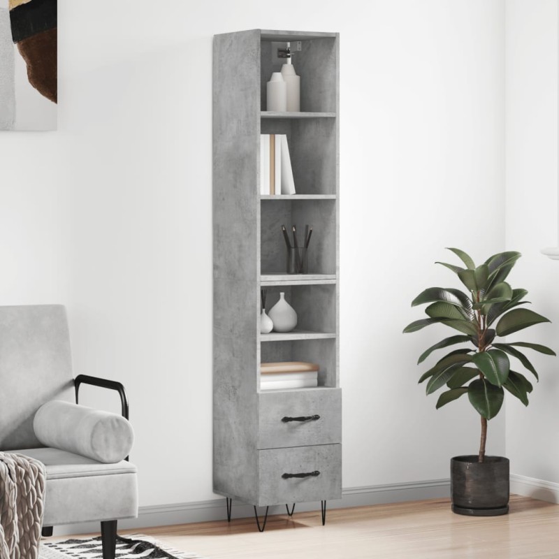 vidaXL Credenza Grigio Cemento 34,5x34x180 cm in Legno Multistrato vidaXL Credenza Grigio Cemento 34,5x34x180 cm in Legno Multistrato