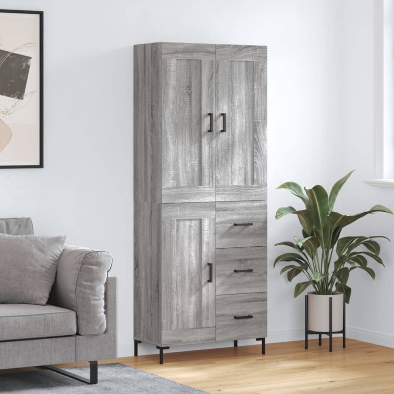 vidaXL Credenza Grigio Sonoma 69,5x34x180 cm in Legno Multistrato vidaXL Credenza Grigio Sonoma 69,5x34x180 cm in Legno Multistrato