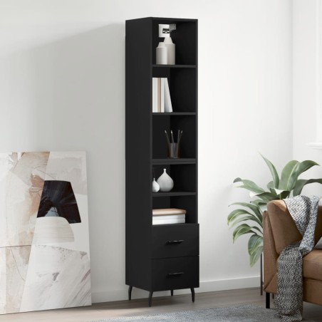 vidaXL Credenza Nera 34,5x34x180 cm in Legno Multistrato