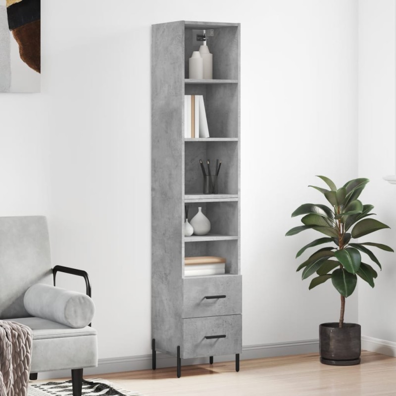 vidaXL Credenza Grigio Cemento 34,5x34x180 cm in Legno Multistrato vidaXL Credenza Grigio Cemento 34,5x34x180 cm in Legno Multistrato