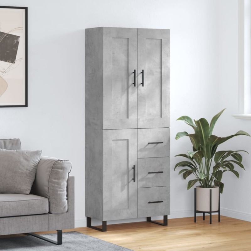 vidaXL Credenza Grigio Cemento 69,5x34x180 cm in Legno Multistrato vidaXL Credenza Grigio Cemento 69,5x34x180 cm in Legno Multistrato