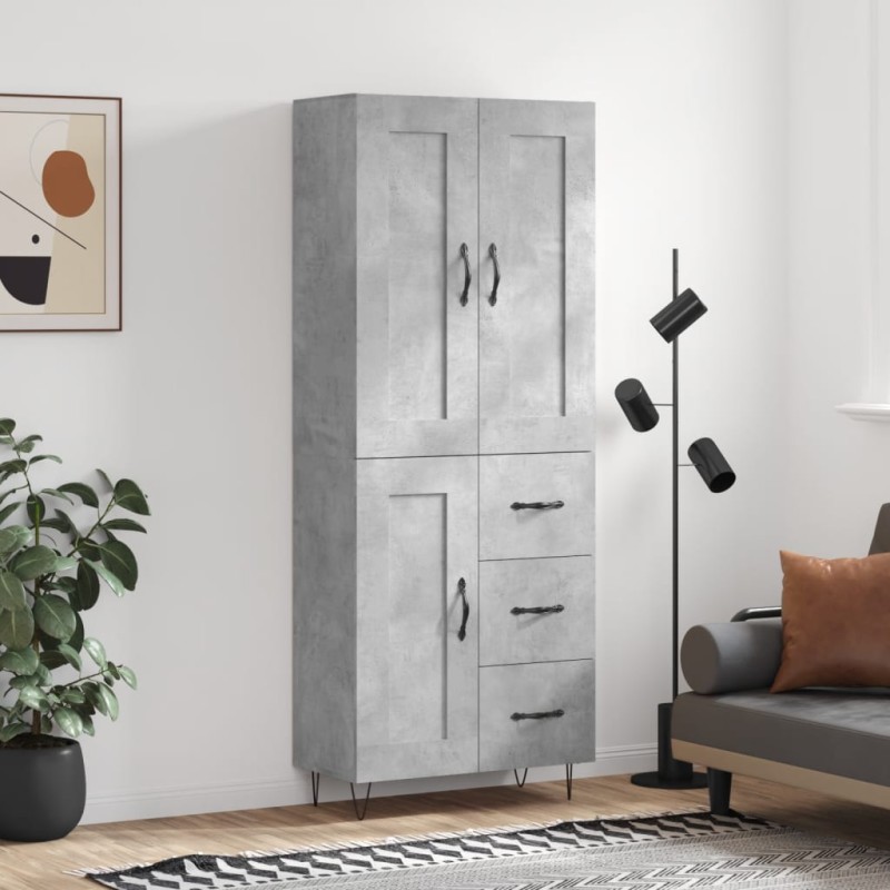 vidaXL Credenza Grigio Cemento 69,5x34x180 cm in Legno Multistrato vidaXL Credenza Grigio Cemento 69,5x34x180 cm in Legno Multistrato