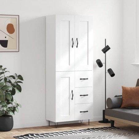 vidaXL Credenza Bianca 69,5x34x180 cm in Legno Multistrato