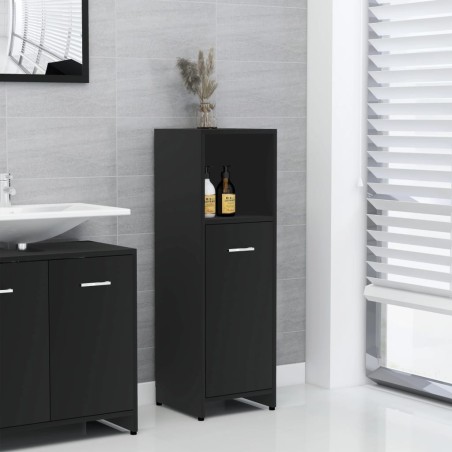 Armadio da Bagno Nero 30x30x95 cm in Truciolato