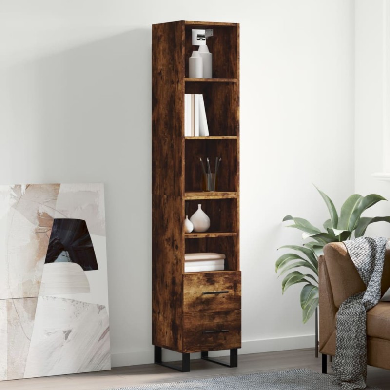 vidaXL Credenza Rovere Fumo 34,5x34x180 cm in Legno Multistrato vidaXL Credenza Rovere Fumo 34,5x34x180 cm in Legno Multistrato