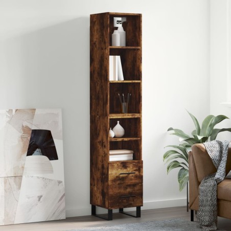 vidaXL Credenza Rovere Fumo 34,5x34x180 cm in Legno Multistrato