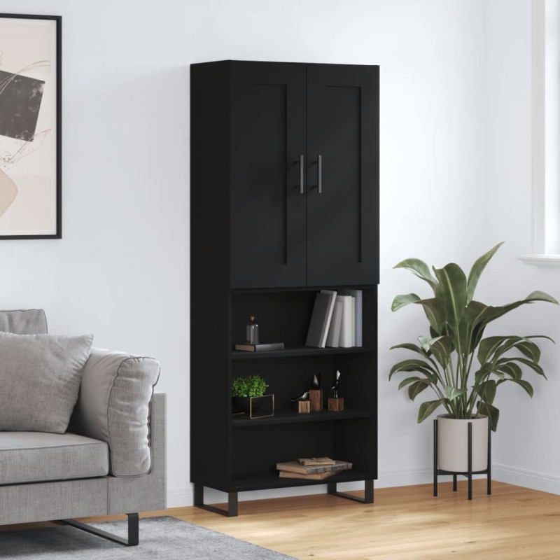 vidaXL Credenza Nera 69,5x34x180 cm in Legno Multistrato vidaXL Credenza Nera 69,5x34x180 cm in Legno Multistrato
