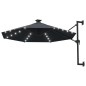Ombrellone a Muro con LED e Palo in Metallo 300 cm Antracite Ombrellone a Muro con LED e Palo in Metallo 300 cm Antracite