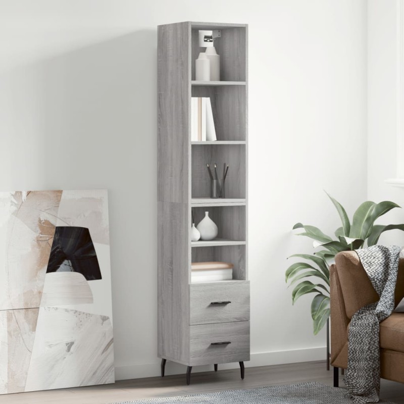 vidaXL Credenza Grigio Sonoma 34,5x34x180 cm in Legno Multistrato vidaXL Credenza Grigio Sonoma 34,5x34x180 cm in Legno Multistrato