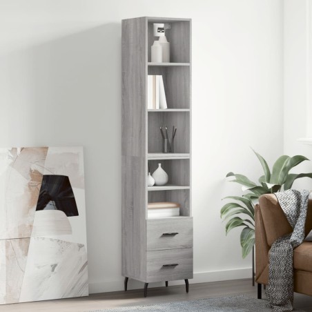 vidaXL Credenza Grigio Sonoma 34,5x34x180 cm in Legno Multistrato