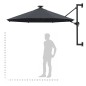 Ombrellone a Muro con LED e Palo in Metallo 300 cm Antracite Ombrellone a Muro con LED e Palo in Metallo 300 cm Antracite