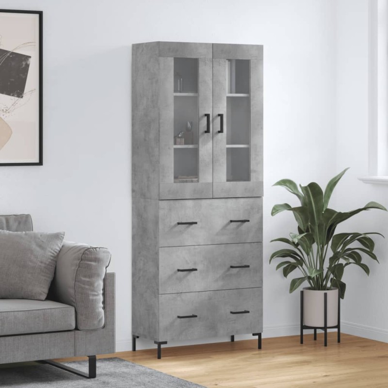 vidaXL Credenza Grigio Cemento 69,5x34x180 cm in Legno Multistrato vidaXL Credenza Grigio Cemento 69,5x34x180 cm in Legno Multistrato