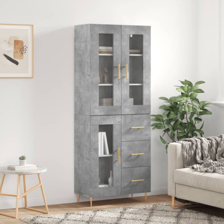 vidaXL Credenza Grigio Cemento 69,5x34x180 cm in Legno Multistrato
