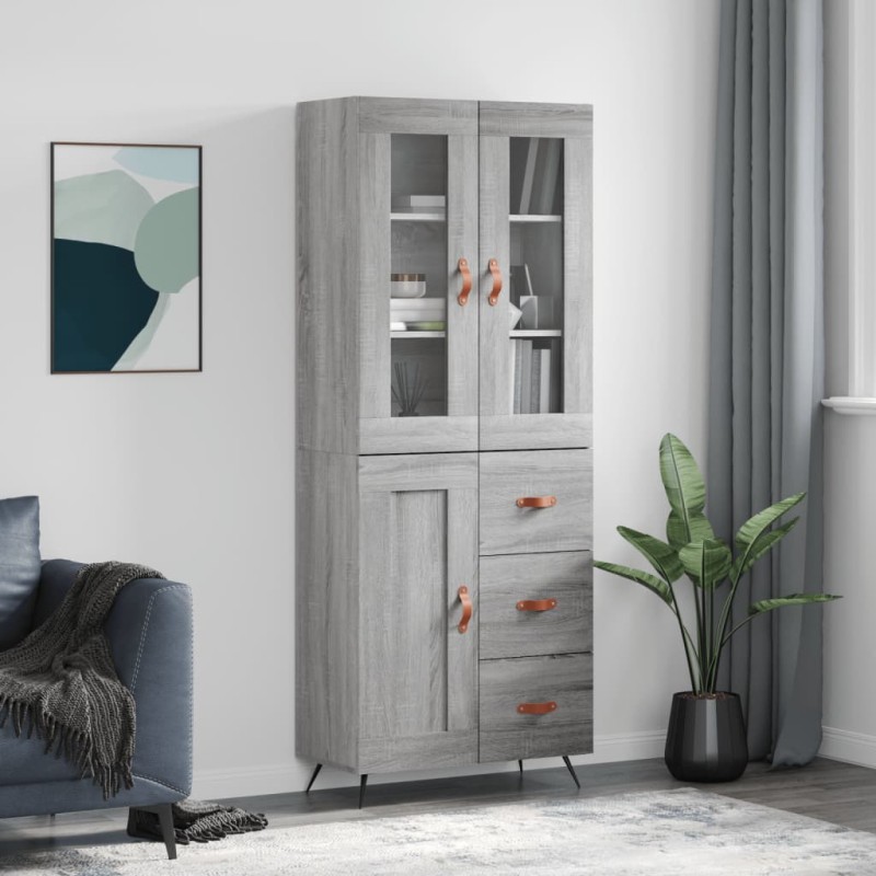 vidaXL Credenza Grigio Sonoma 69,5x34x180 cm in Legno Multistrato vidaXL Credenza Grigio Sonoma 69,5x34x180 cm in Legno Multistrato