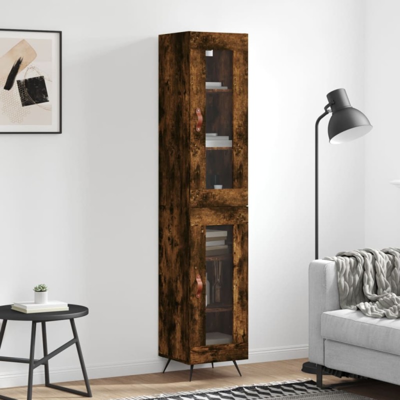 vidaXL Credenza Rovere Fumo 34,5x34x180 cm in Legno Multistrato vidaXL Credenza Rovere Fumo 34,5x34x180 cm in Legno Multistrato