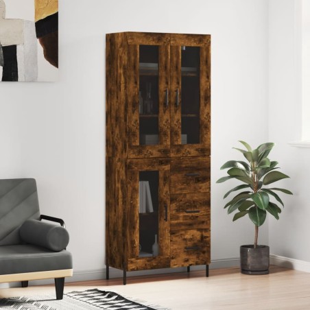 vidaXL Credenza Rovere Fumo  69,5x34x180 cm in Legno Multistrato