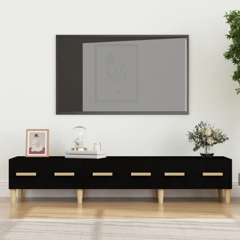Mobile Porta TV Nero 150x34,5x30 cm in Legno Multistrato Mobile Porta TV Nero 150x34,5x30 cm in Legno Multistrato
