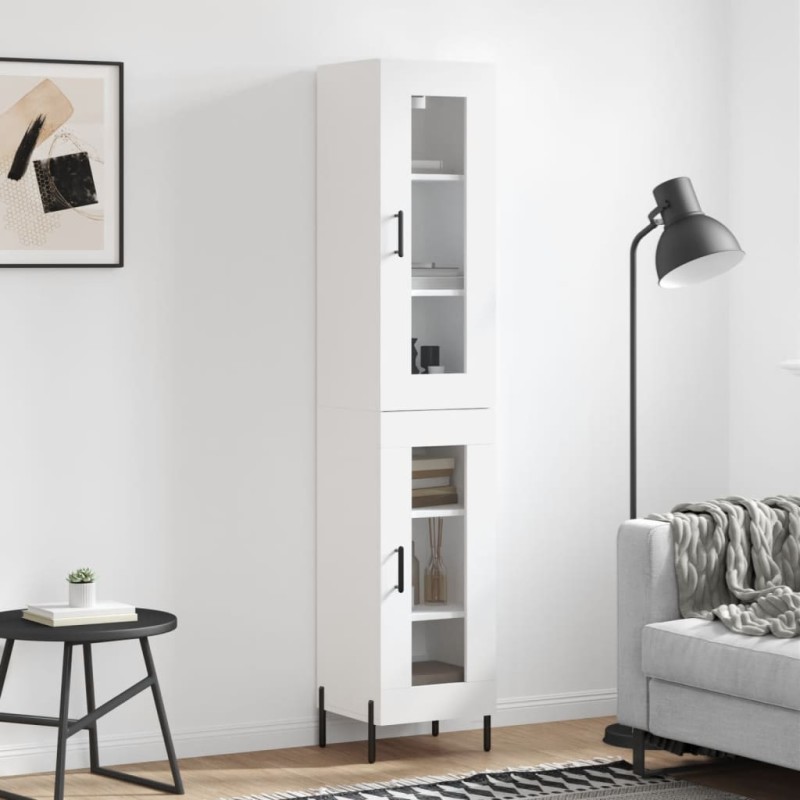 vidaXL Credenza Bianca 34,5x34x180 cm in Legno Multistrato vidaXL Credenza Bianca 34,5x34x180 cm in Legno Multistrato