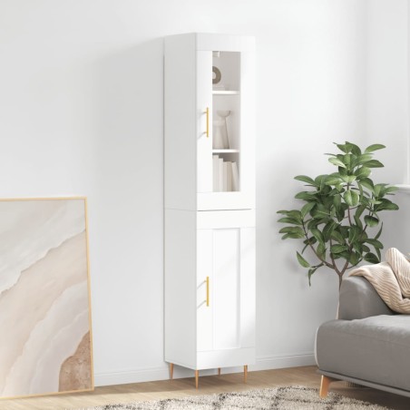 vidaXL Credenza Bianca 34,5x34x180 cm in Legno Multistrato