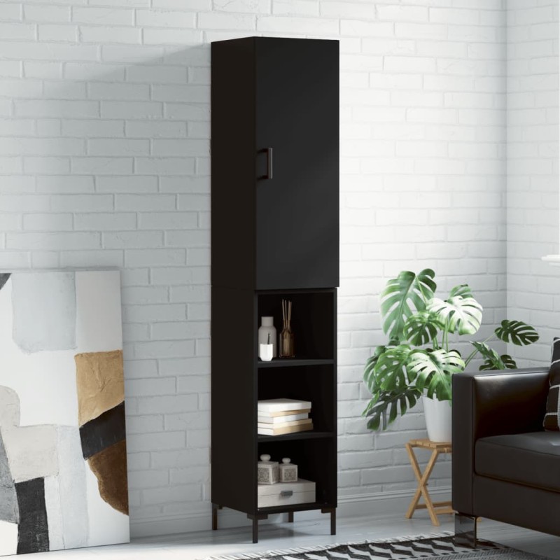 vidaXL Credenza Nera 34,5x34x180 cm in Legno Multistrato vidaXL Credenza Nera 34,5x34x180 cm in Legno Multistrato