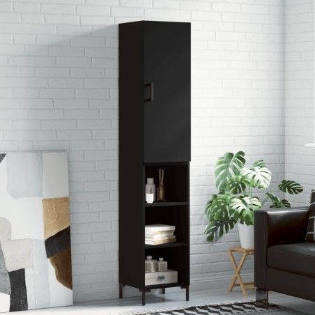 vidaXL Credenza Nera 34,5x34x180 cm in Legno Multistrato