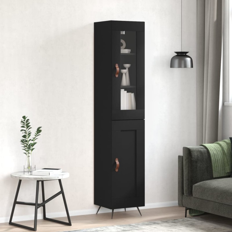 vidaXL Credenza Nera 34,5x34x180 cm in Legno Multistrato vidaXL Credenza Nera 34,5x34x180 cm in Legno Multistrato