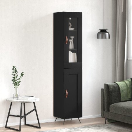 vidaXL Credenza Nera 34,5x34x180 cm in Legno Multistrato
