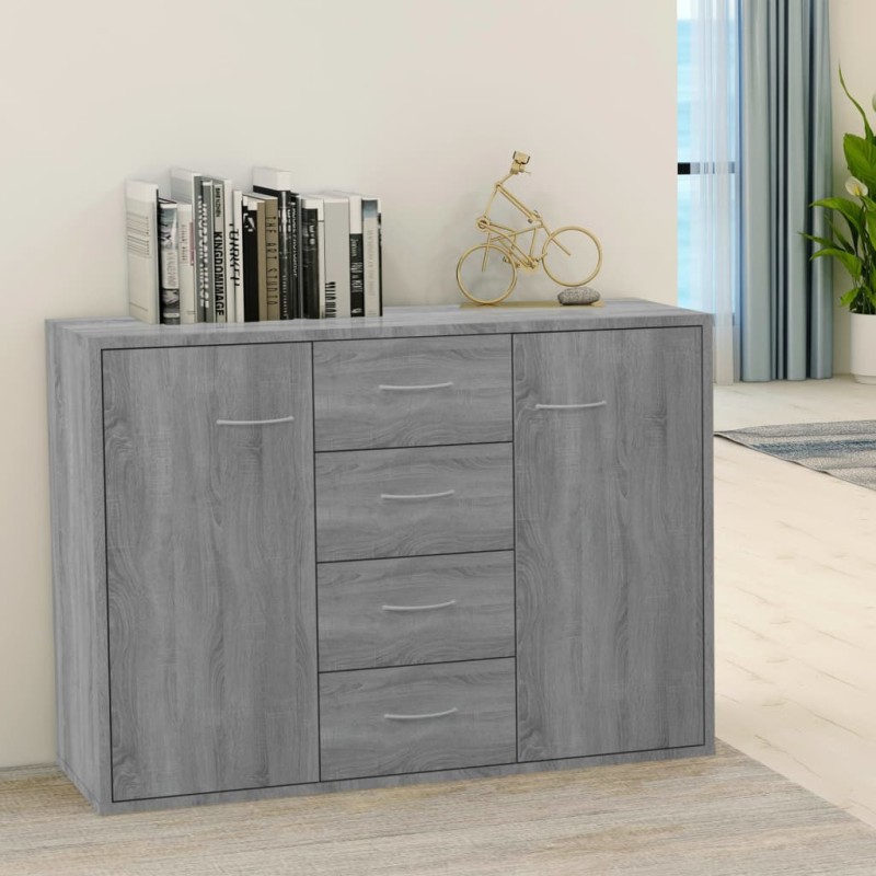 Credenza Grigio Sonoma 88x30x65 cm in Legno Multistrato Credenza Grigio Sonoma 88x30x65 cm in Legno Multistrato