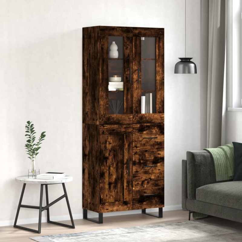 vidaXL Credenza Rovere Fumo 69,5x34x180 cm in Legno Multistrato vidaXL Credenza Rovere Fumo 69,5x34x180 cm in Legno Multistrato