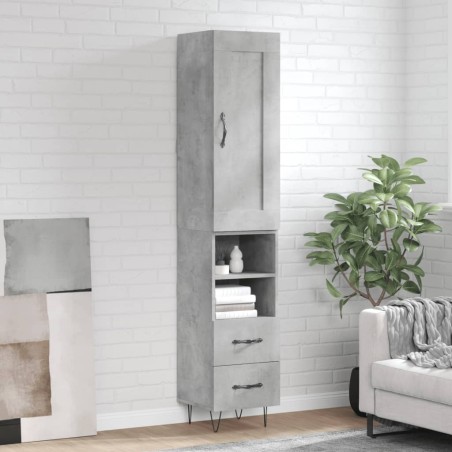 vidaXL Credenza Grigio Cemento 34,5x34x180 cm in Legno Multistrato