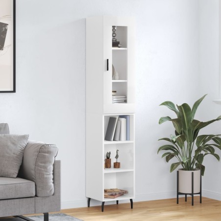 vidaXL Credenza 34,5x34x180 cm in Legno Multistrato Bianco Lucido