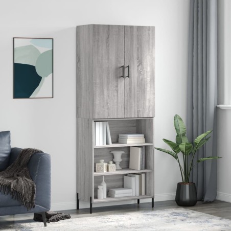 vidaXL Credenza Grigio Sonoma 69,5x34x180 cm in Legno Multistrato