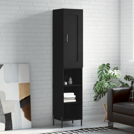 vidaXL Credenza Nera 34,5x34x180 cm in Legno Multistrato