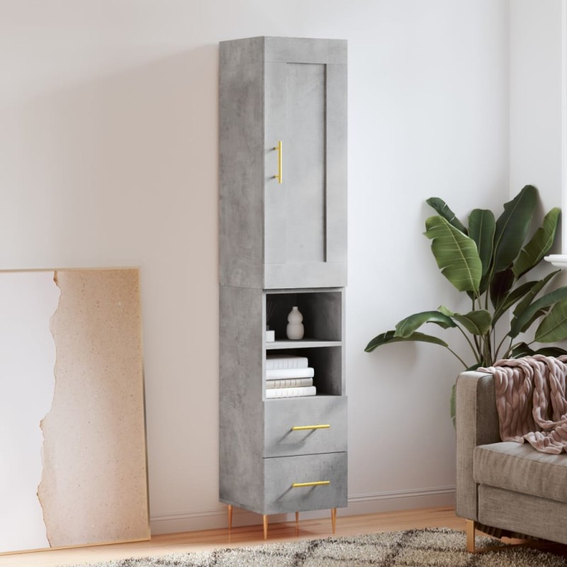 vidaXL Credenza Grigio Cemento 34,5x34x180 cm in Legno Multistrato vidaXL Credenza Grigio Cemento 34,5x34x180 cm in Legno Multistrato