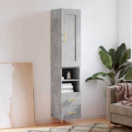 vidaXL Credenza Grigio Cemento 34,5x34x180 cm in Legno Multistrato