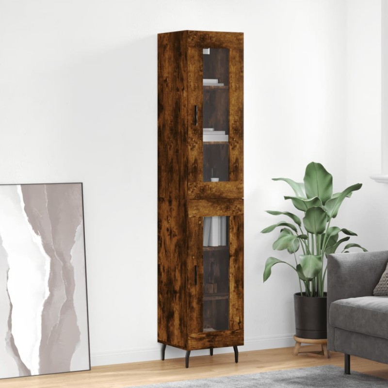 vidaXL Credenza Rovere Fumo 34,5x34x180 cm in Legno Multistrato vidaXL Credenza Rovere Fumo 34,5x34x180 cm in Legno Multistrato