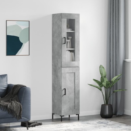 vidaXL Credenza Grigio Cemento 34,5x34x180 cm in Legno Multistrato