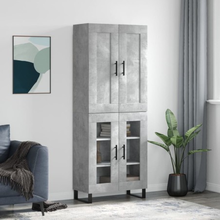 vidaXL Credenza Grigio Cemento 69,5x34x180 cm in Legno Multistrato