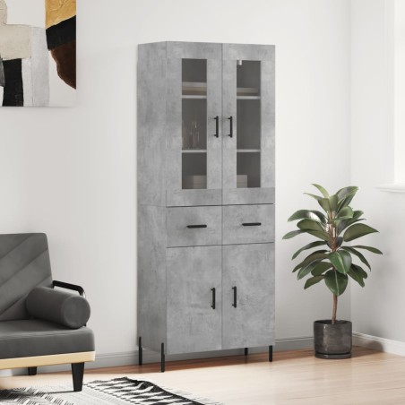 vidaXL Credenza Grigio Cemento 69,5x34x180 cm in Legno Multistrato